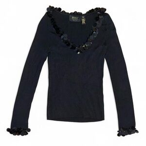 Dana Buchman Black Sequin Long Sleeve Top